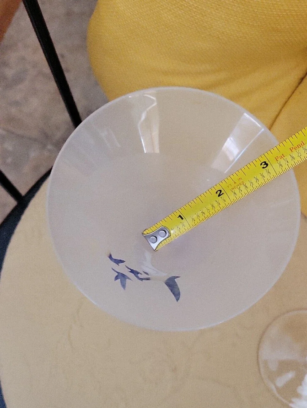 Elegant Blue-Base and Amber Etched Martini Glasses - Set of 2